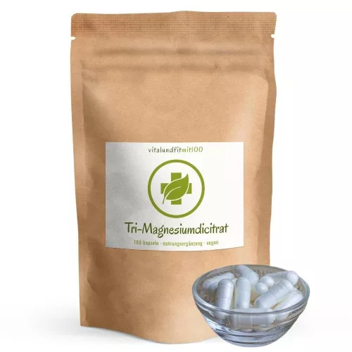 Magneziu premium  Tri-Magnesiumdicitrat  –180 capsula 360 mg doză zilnică, absorbție ridicată germani